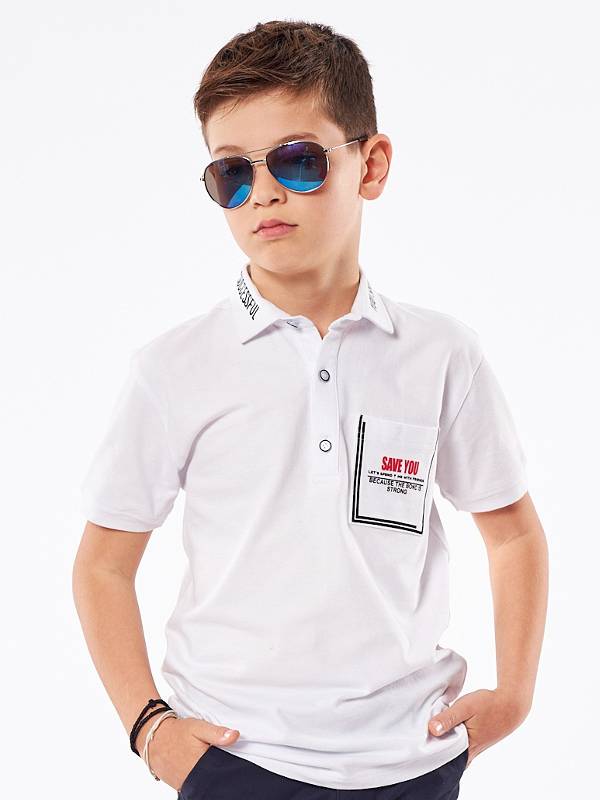 Polo Hashtag 228717 άσπρη