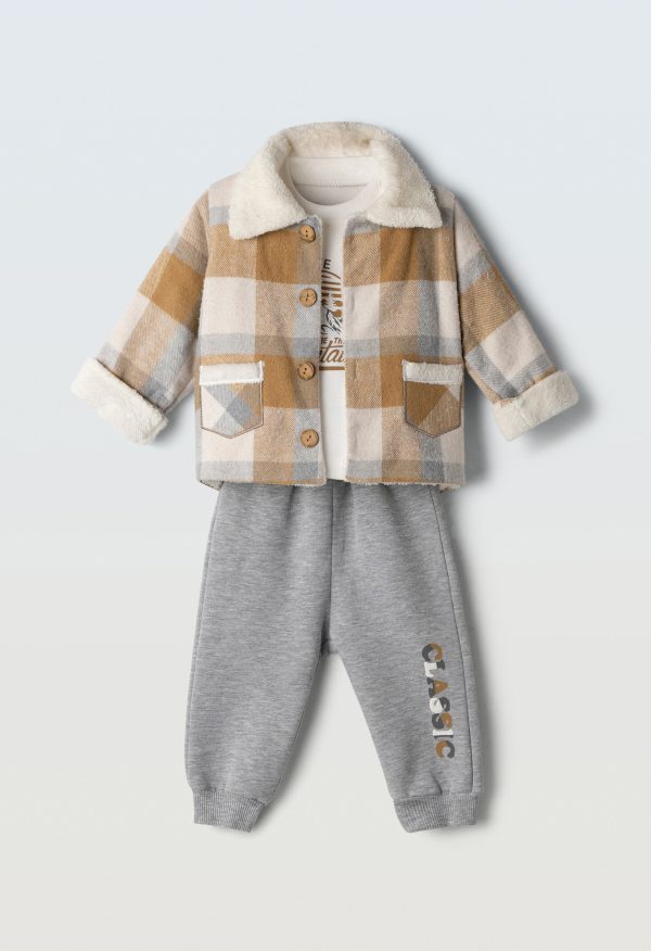 5609 Σετ 3τεμ Hashtag 255609 μπεζ-γκρι