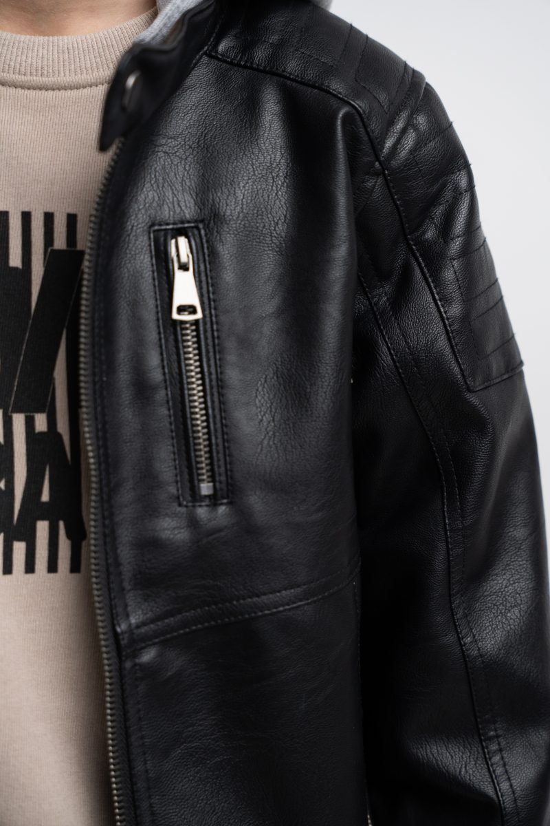 3746.2 Μπουφάν δερματίνη Hashtag 243746 μαυρο