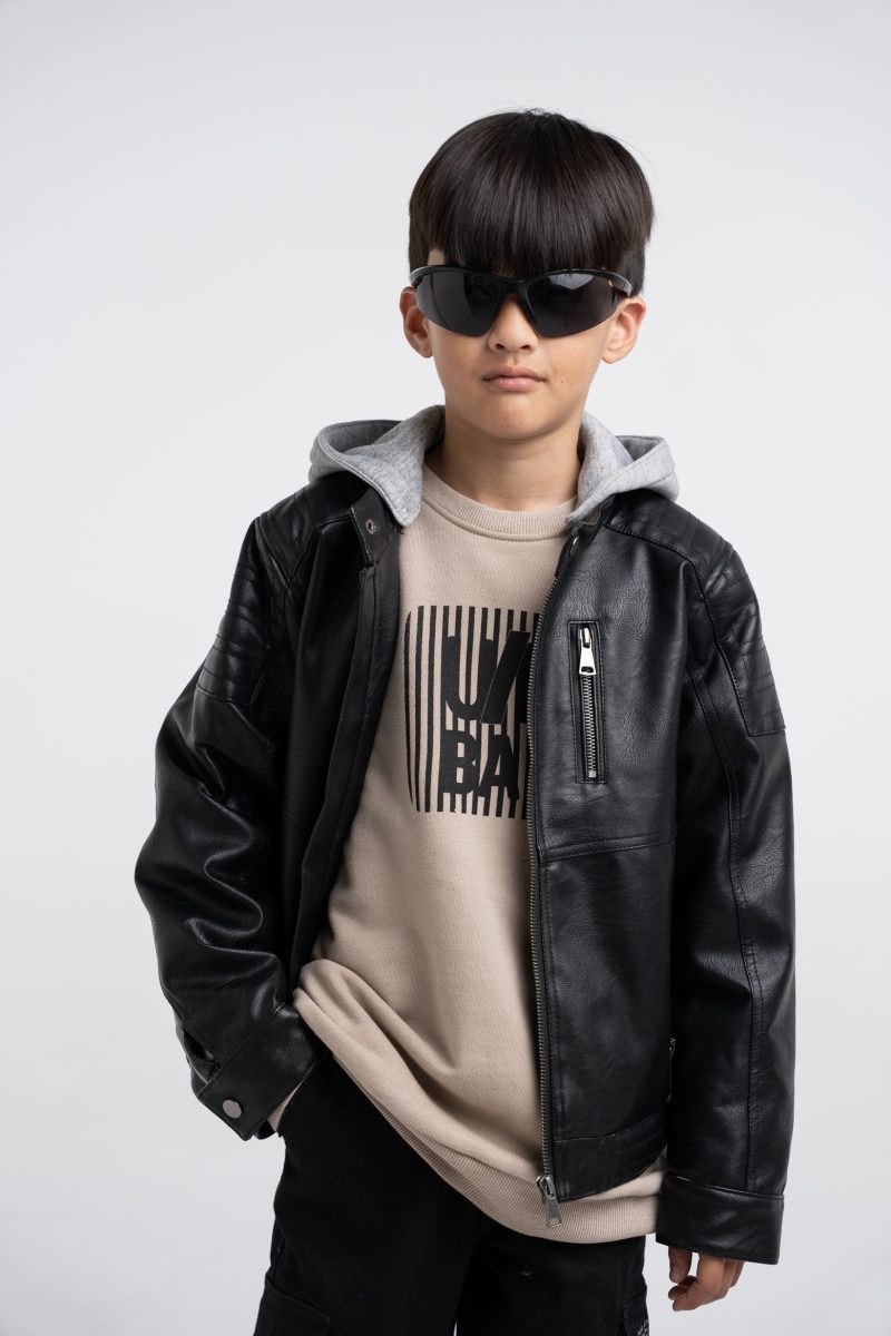 3746.3 Μπουφάν δερματίνη Hashtag 243746 μαυρο